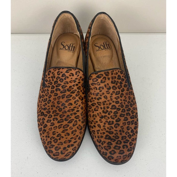 Women Sofft Severn cow hair leather leopard print heeled slip-on shoes, 7.5M - Picture 5 of 8
